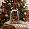 Hanging Xmas Ornaments Rustic Christmas Wooden Decoration, Vintage Arched Window Frame Wall Decor Decor, Winter Holiday Party Table Sign