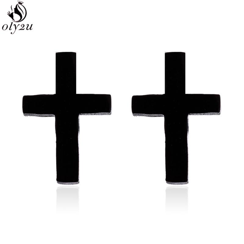 Mini Stainless Steel Geometric Earrings Black for Women Men Heart Triangle Leaf Volleyball Ear Studs Punk Piercing Pendientes