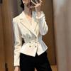 Elegant White Velvet Women's Coat - Autumn/Winter Waist-Cinched Fashion
