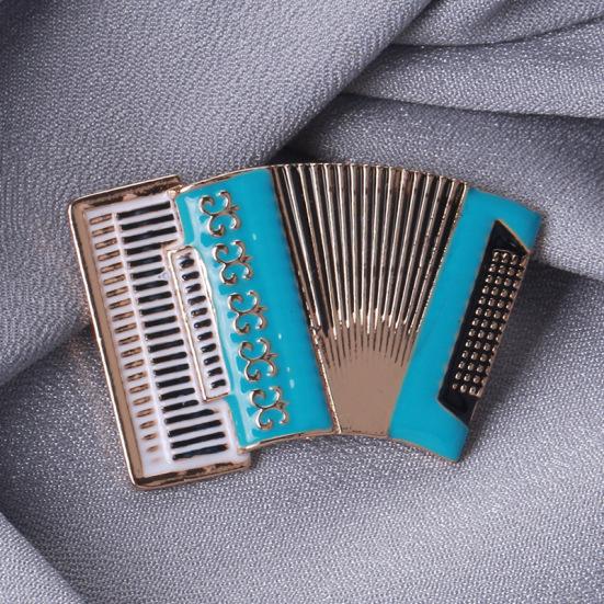 Accordion Brooch Drop Oil  Musical Instrument Corsage Ladies Coat Suit Buckle