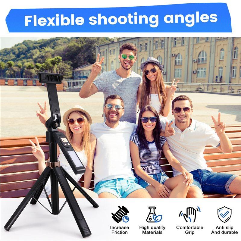ABUO-Telescoping Tripod Portable Stable Base Selfie Stick Adjustable Height 360° Rotation Live Streaming Stand Combination 2