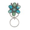 Turquoise Inlaid Bag Clip Key Holder Bohemian Style Flower Design Key Finder Car Keychain