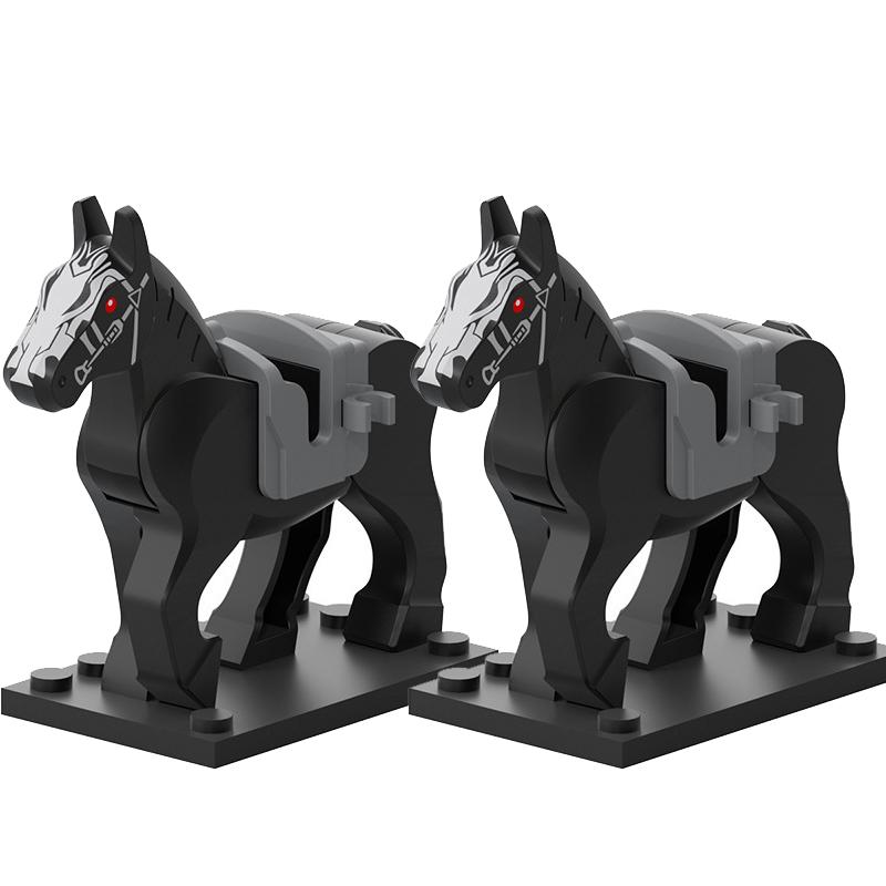 Medieval Military Castle Knight Building Blocks Riding Horse Wolf Bear Animal Vest Weapon Flag Saddle Dragon Toy Brick Gift K024