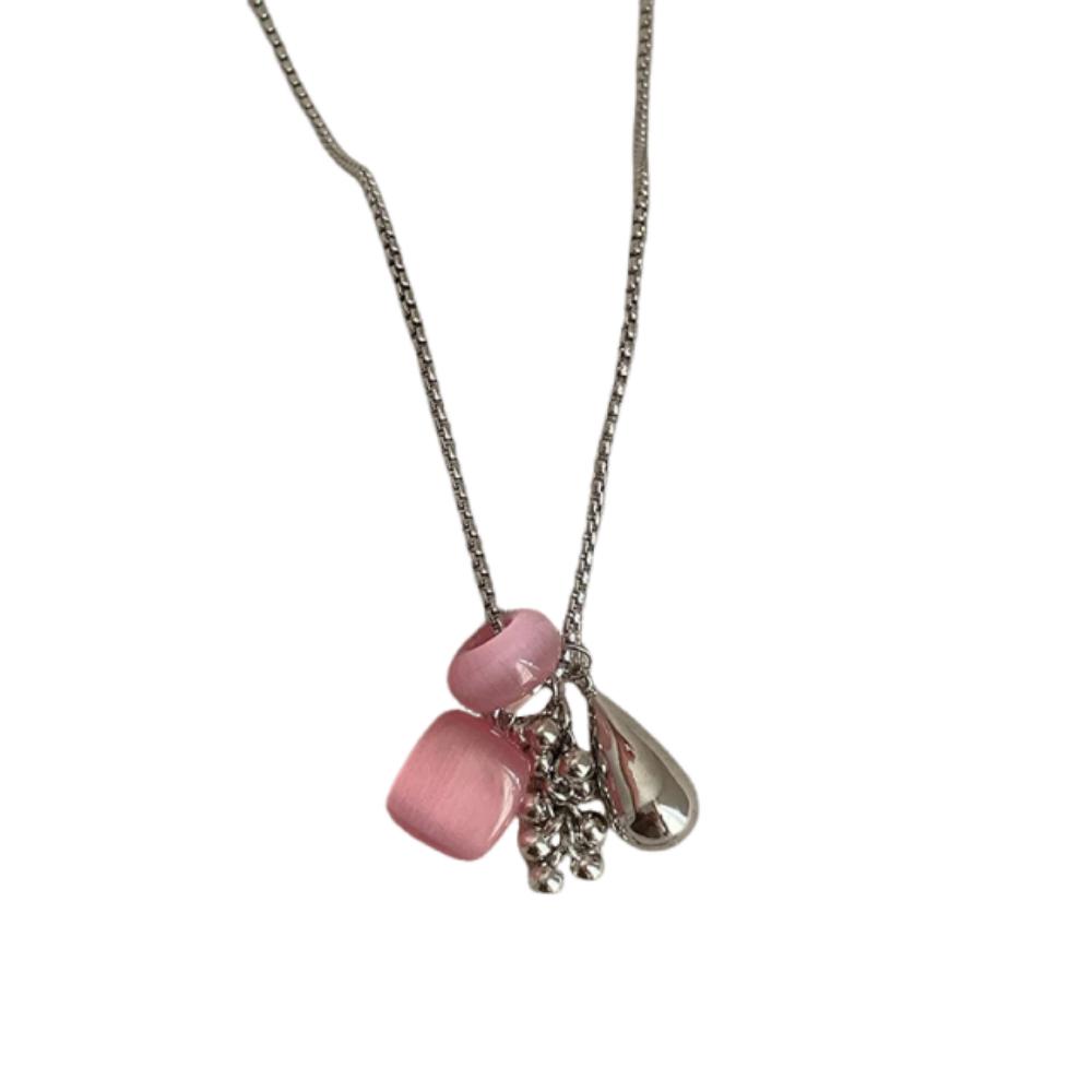 

Sweater Chain Water Drop Pendant Necklace Colorful Grape Skewers Necklace Collarbone Chain Gift рожевий
