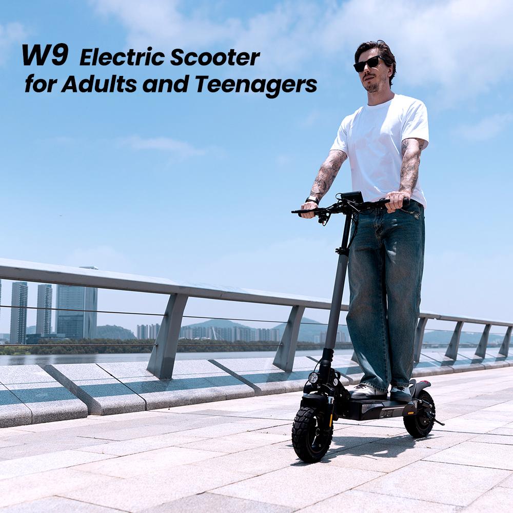 iScooter Электросамокат W9 1000W, 48В 14Ач, запас хода 45 км, 45 км/ч, складная конструкция, 10-дюймовые шины для городских поездок