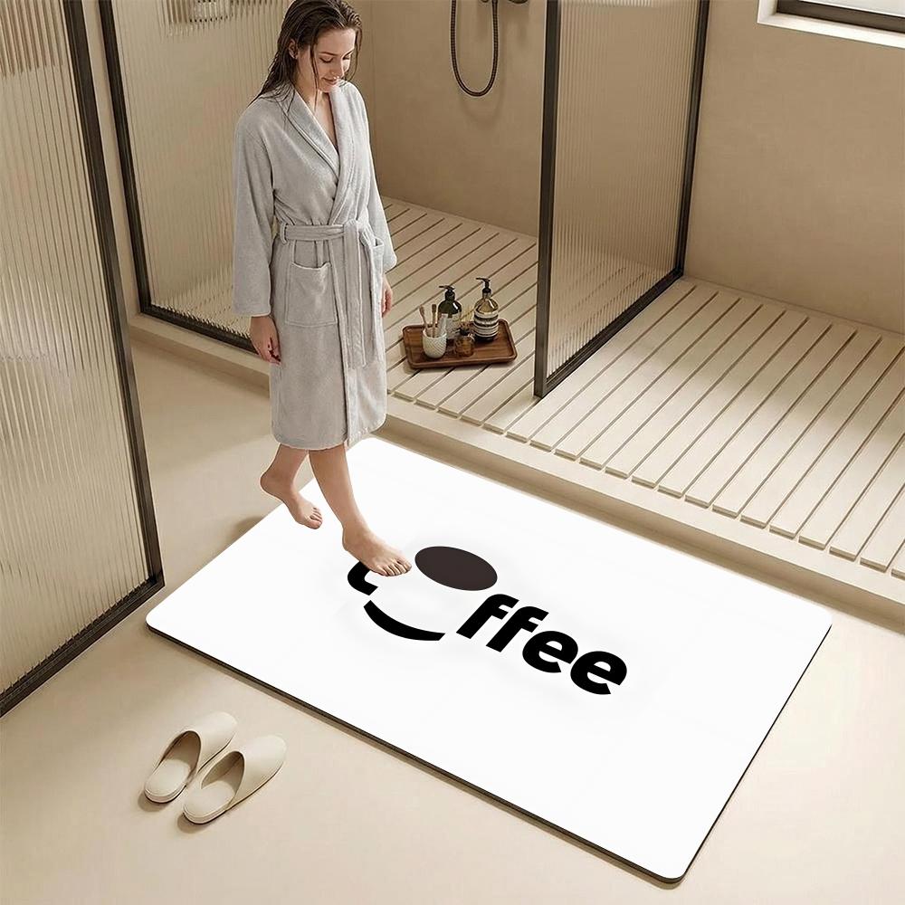 Abstract English Words Floor Mat Diatomite Bath Mat – Highly Absorbent, Non-Slip, Quick-Drying Bathroom Rug