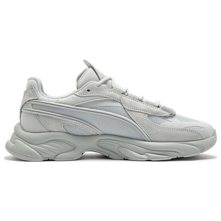 Puma Rs-Connect Fabric Two-Layer Cowhide Pu Comfortable Mid-Top Lifestyle Casual Shoes Unisex Casual Shoes Light-Gray 375151-06