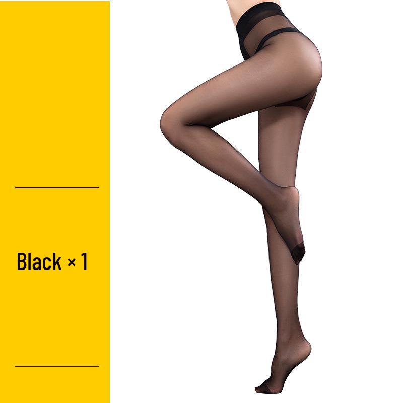 Ultra-Thin Black Seamless T-Crotch Pantyhose - Women's Summer Knee-High Stockings, Anti-Ladder Sheer and Invisible.