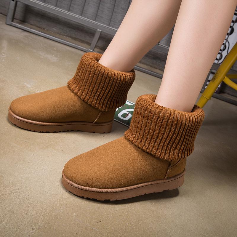 Fashion Classic Quality Winter Women's Shoes Knitting Woolen Edge Woman Snow Boots Female Ankle Boots Warm Cotton Shoes WSH4997
