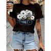Damen Blumen Kreativer Print T-Shirt Weich Lässig Elegant Trendig Festival Wesentliches Oberteil