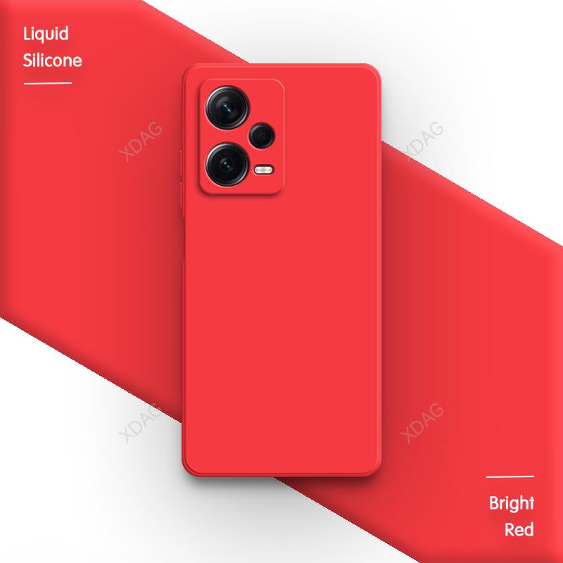 

Basic Phone Case for Redmi Note 12 Pro Plus Pro+ Turbo 12S 12T 12R Pro Speed Discovery 5G Square Liquid Silicone Soft Back Cover Redmi Note 12R Pro яскраво-червоного кольору