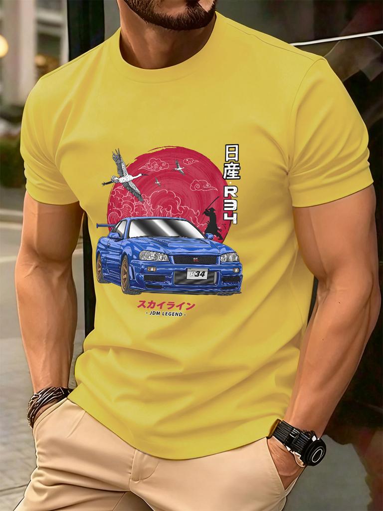 Nippon Jdm Skyline Gtr R34 Prints Cotton TShirts Mens Summer Soft T Shirt Oversized ONeck Short Sleeve Tops Basic Male Clothes