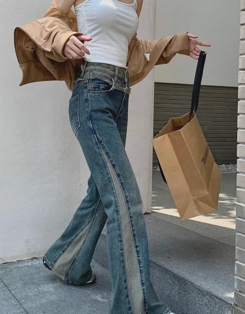 High-Waisted, Slimming, Loose Flared Jeans - Plus Size, Wide-Leg, Floor-Length for Spring & Autumn Women