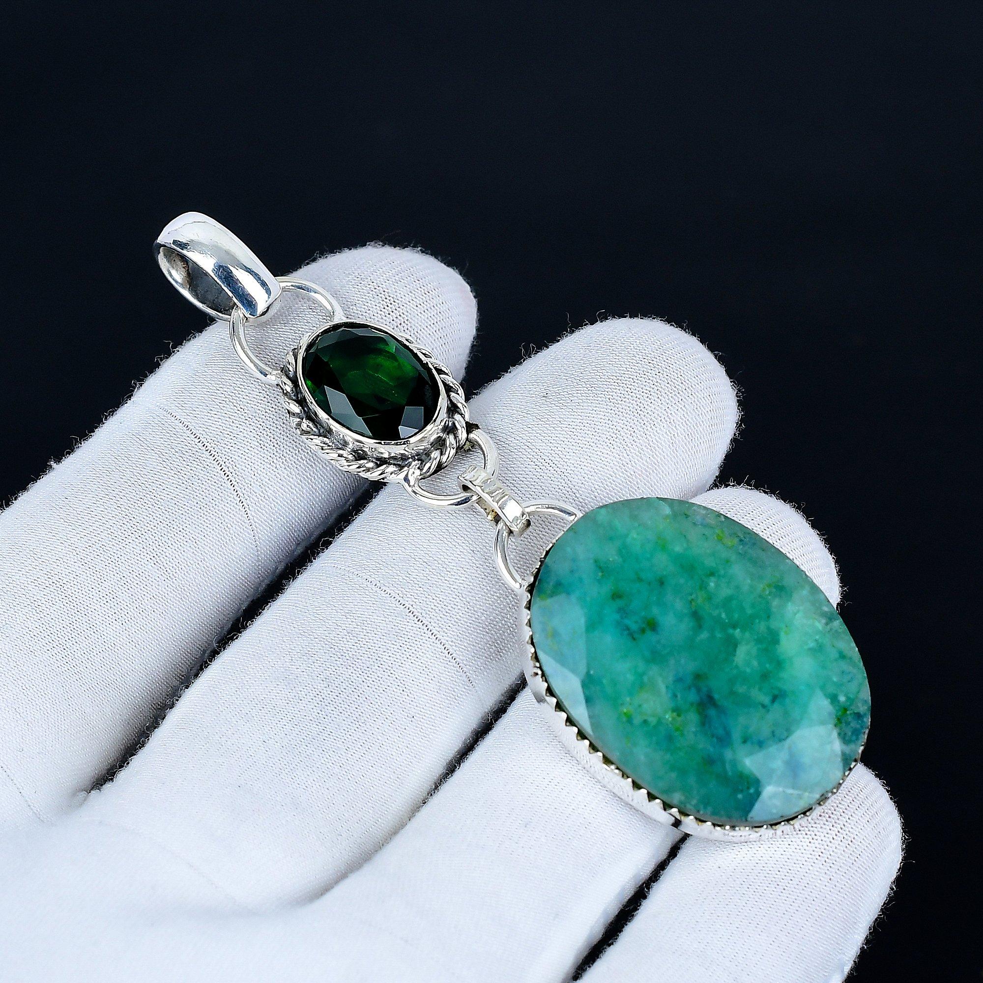 

Emerald Pendant, 925 Sterling Silver Handmade Jewelry, Peridot Silver Pendant, Party Wear Jewelry For Women s, Pendant Wadding Gift 8 Cm зелений