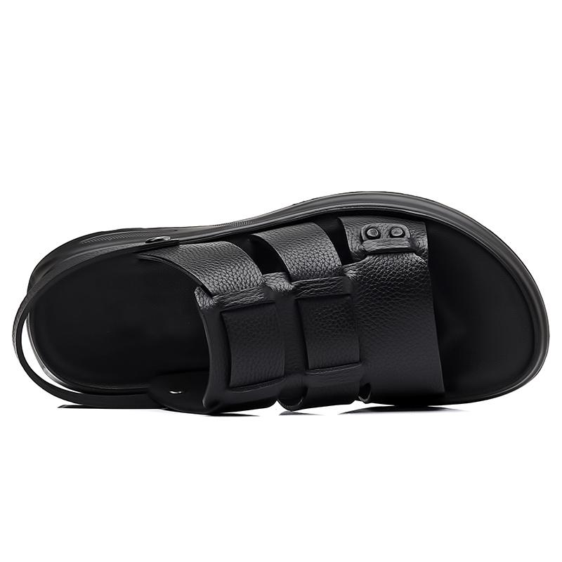 TUINANLE Non Slip Soft Breathable Mens Summer Sandals Casual Fashion Versatile Plus Size Leather Flat Slip On Sandals for Men