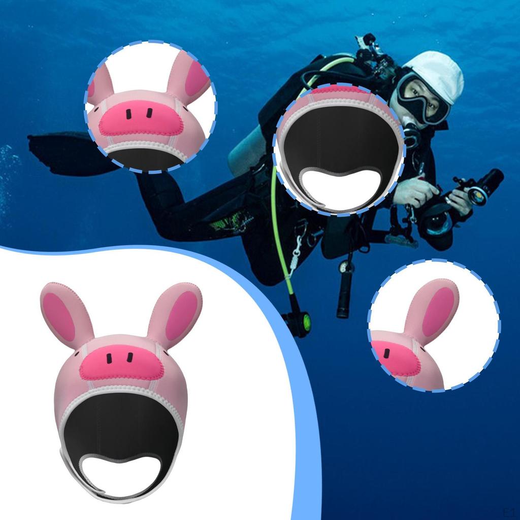 Piggy Scuba Diving Cap Cute Surfing Hood for Snorkeling Canoeing Underwater