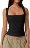 European And American Women'S Clothing Street Hottie Fashion Square Collar Basic Slim-Fit Sleeveless Vest Bottoming Top