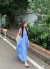 French Holiday Style Temperament Blue Vest Dress Women's Summer New Design Feeling Waist Thin a Word Long Dress