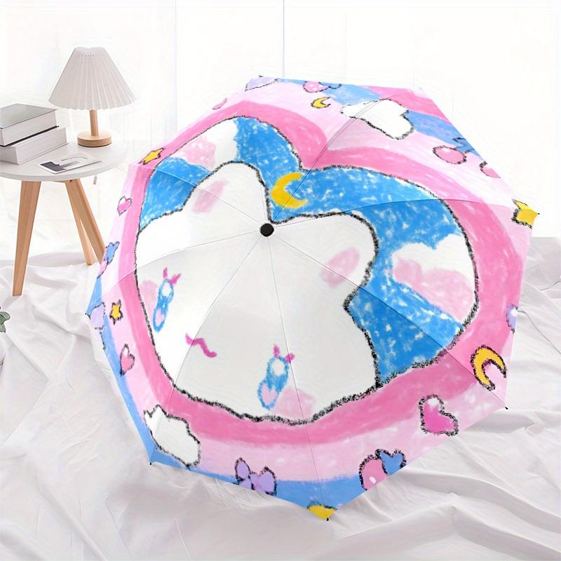 1pc Heart-shaped Plush Toy, Automatic Open/close Folding Umbrella, Compact Portable Travel Umbrella, Durable Construction Yy250809103