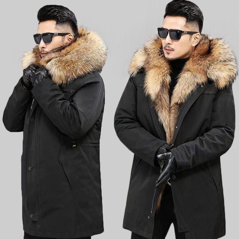 Hübsche Herren-Winterjacke aus Nerzimitat mit abnehmbarem Futter und dickem Pelzimitat