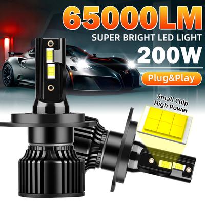 2PCS H4 LED Car Headlight Bulbs 200W Super Bright Canbus Led for Car Headlamp CSP 3570 With Cooling Fan Auto Light 6500K White