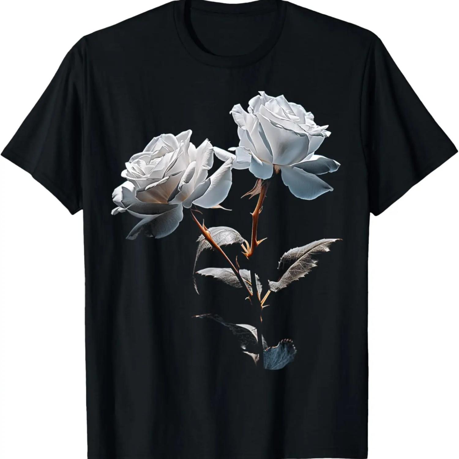 Rose Illustration Art Drawing Flower Graphic Motif Rose T-Shirt S чёрный
