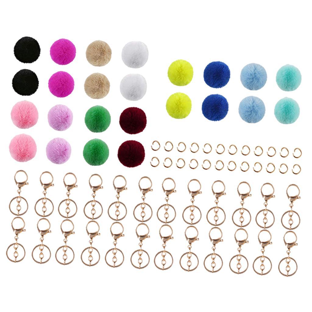 72 Pieces Keychain Kit Key Ring DIY Holder 6cm for Handbag Hats Girls