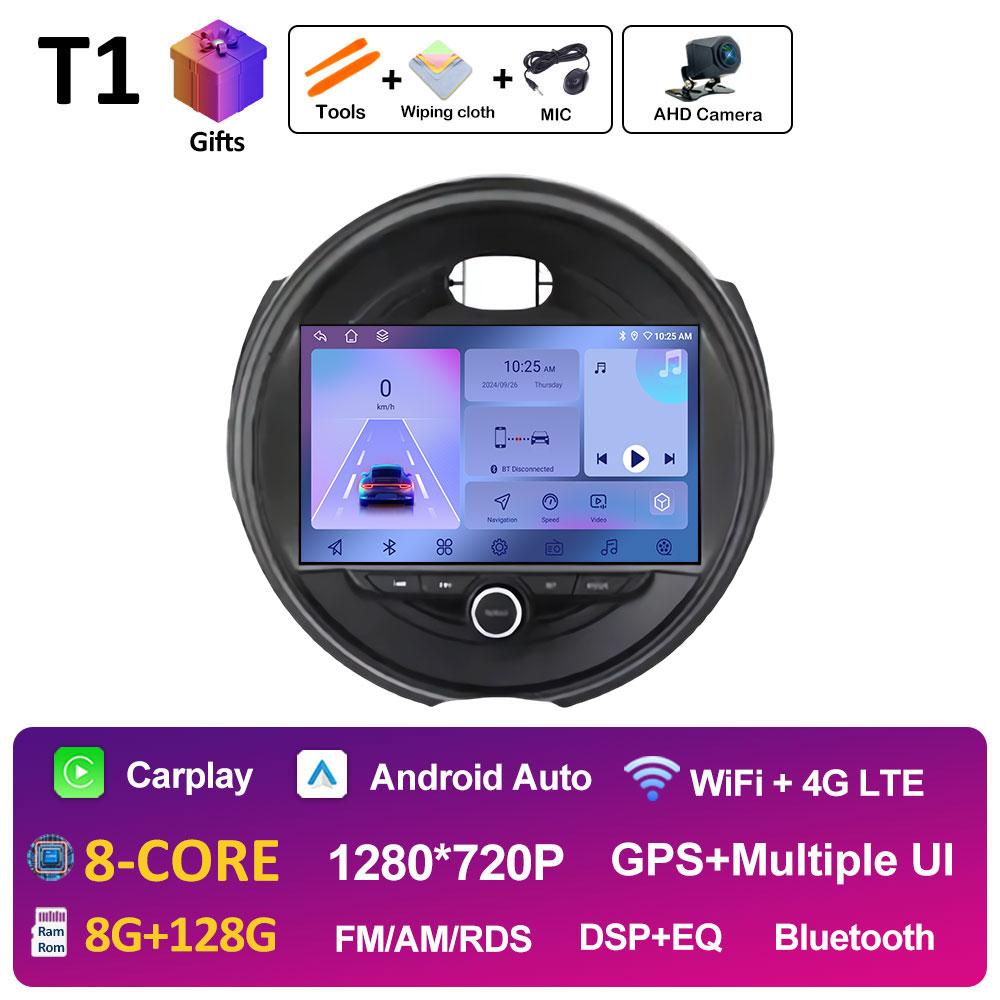 For BMW Mini Cooper Car Multimedia Audio Video Player Android OS Wireless Carplay DSP Stereo QLED IPS Screen Bluetooth Head Unit
