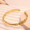 Elegant Gold Plated Stainless Steel Bangle Openwork Zircon Flower Design High-Quality Women's Fashion Bracelet