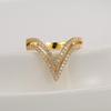 New Geometric V Shape Sparkling Set Zirconia Women's Ring Fashion Trend Design Wedding Party Jewelry Accessories