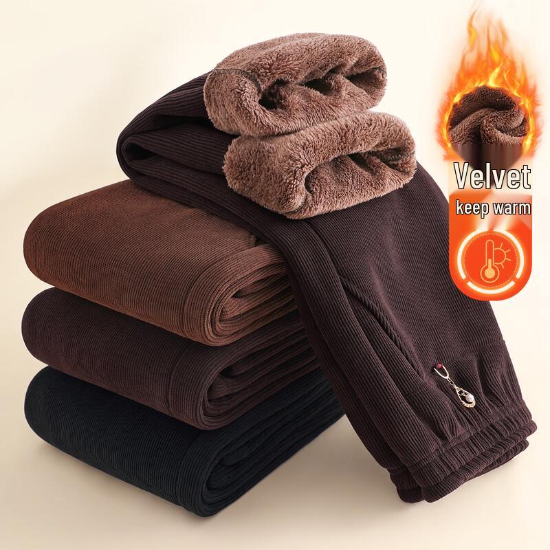 YUZHAOLIN Women s Winter Velvet Lined Straight Leg Pants 8XL