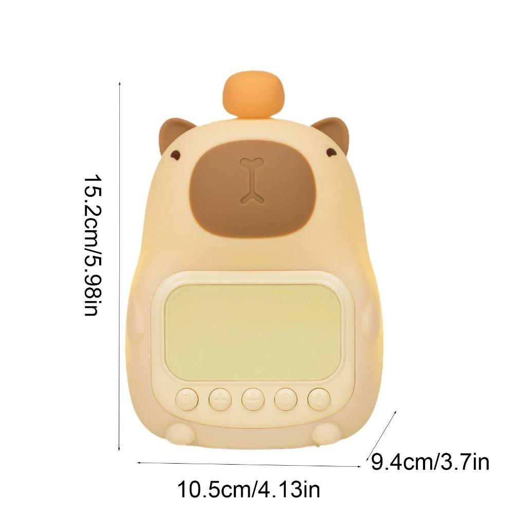 Children Gift Cartoon Capybara Alarm Clock Silicone USB Rechargeable Capybara Night Light LED ABS Bedside LED Clock Bedroom