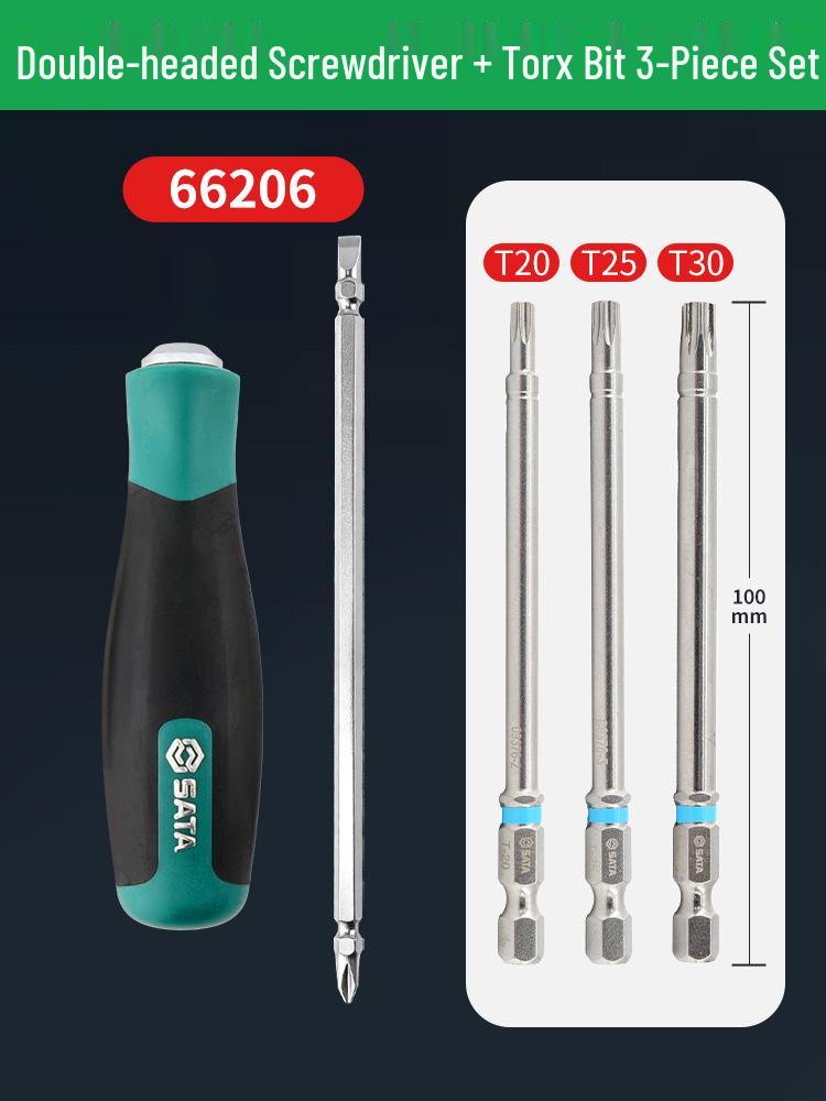 SATA 2-in-1 Double-Ended Screwdriver: High Hardness Phillips & Flathead Repair Tool