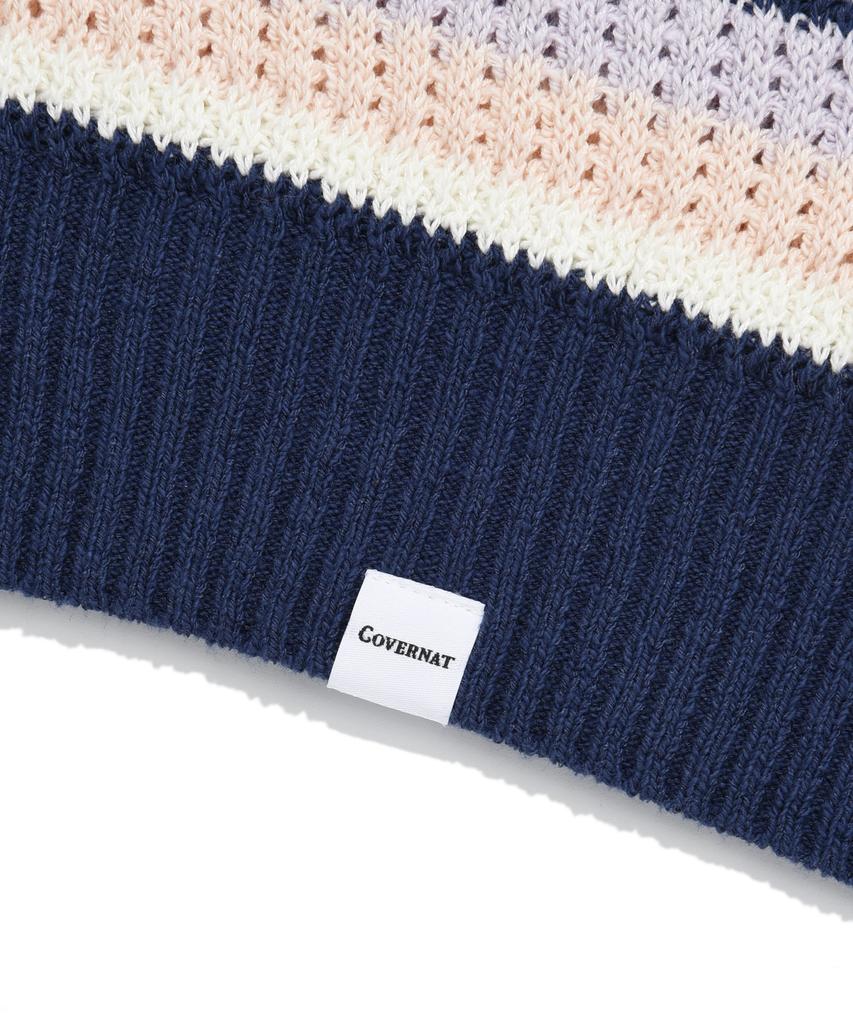 COVERNAT Multi-Stripe Crew Neck Knit Salmon