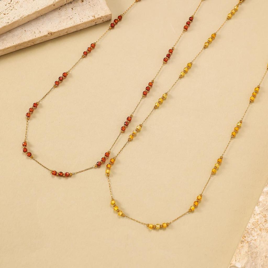 High-End European & American Stainless Steel Women's Crystal Necklace - Versatile, Non-Fading Light Luxury Fashion Accessory