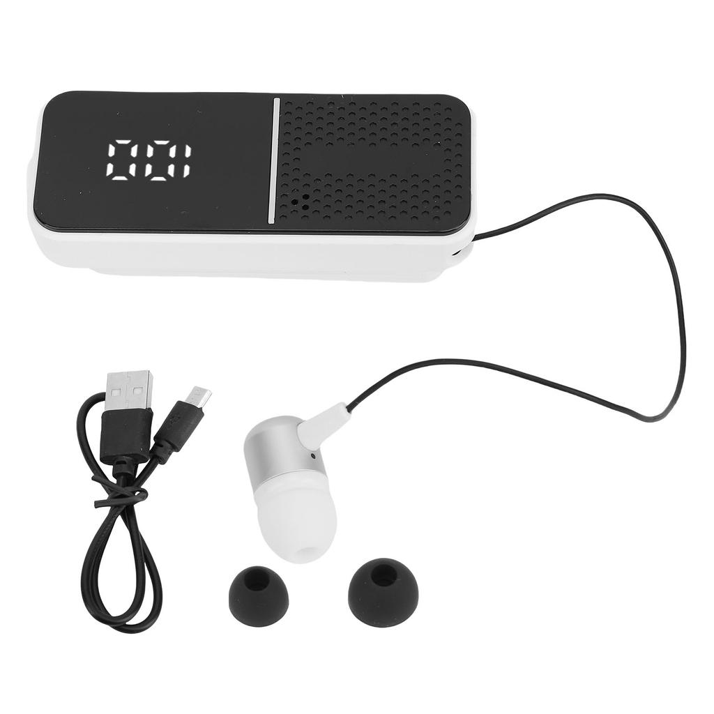 Wireless Bluetooth Lavalier Headset Call Vibration Digital Display Wireless Bluetooth Earbuds White