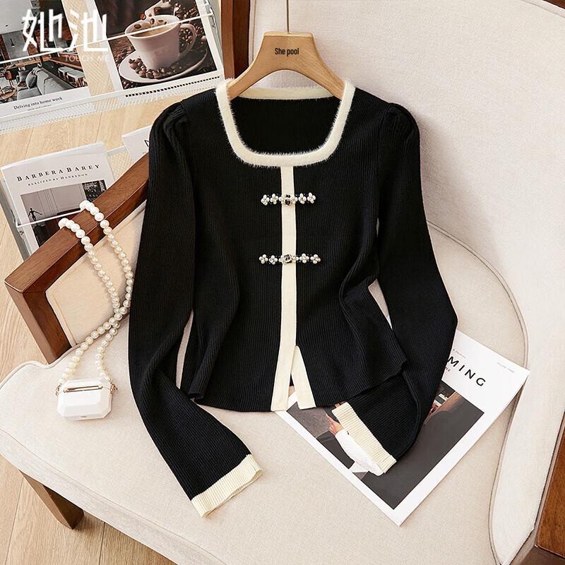 

Women s Elegant Slim Fit Square Neck Knit Top M