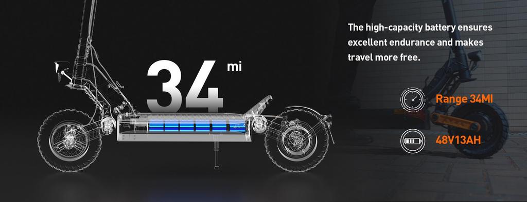 JOYOR S5-Z 600W Foldable Electric Scooter, 48V 13Ah, 55km Range, 10" Off-Road Tires, Dual Disc Brakes, Dual Suspension
