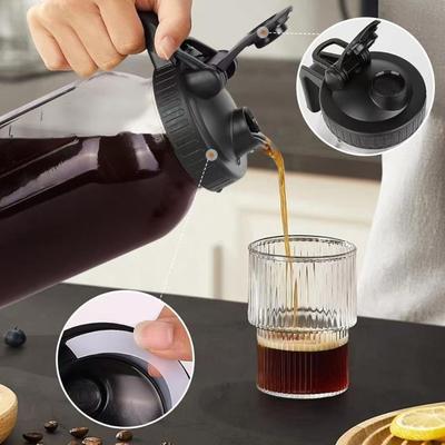 Portable Glass Mason Jar Cold Brew Coffee Maker With Pour Spout Handle And Metal Filter Leak Proof Beverage Infuser