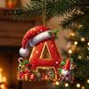 Hanging Decoration 26 Pcs Letters Christmas Ornaments, A-Z Alphabet Acrylic Tree Ornament Decoration, Personalized Initial Pendant with Santa Hat for