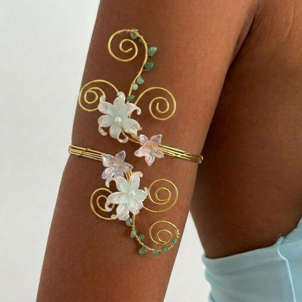 Vintage Arm Cuff Floral Open Arm Bangle Exquisite Arm Ring  Party
