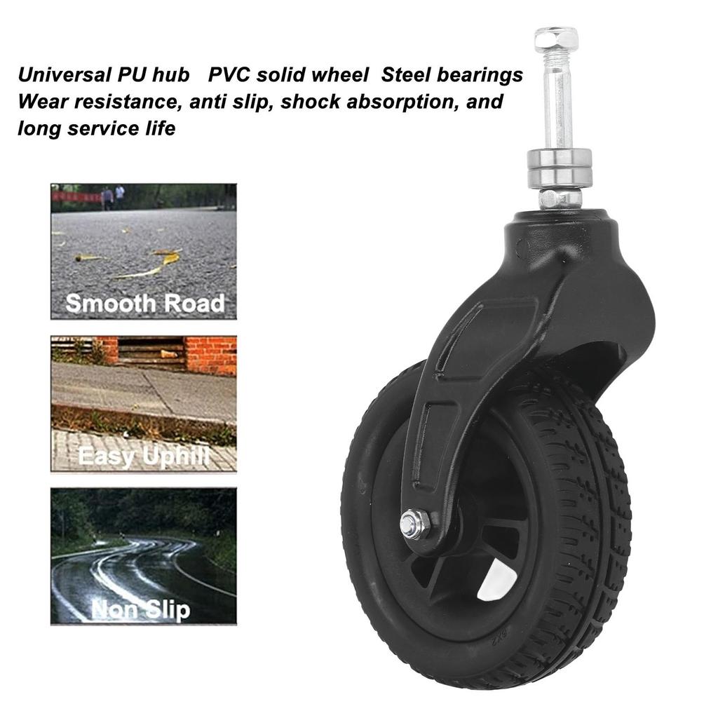 6in Wheelchair Tire Universal PU Hub PVC Tire Steel Strong Bearing Wheelchair Front Castor Wheel