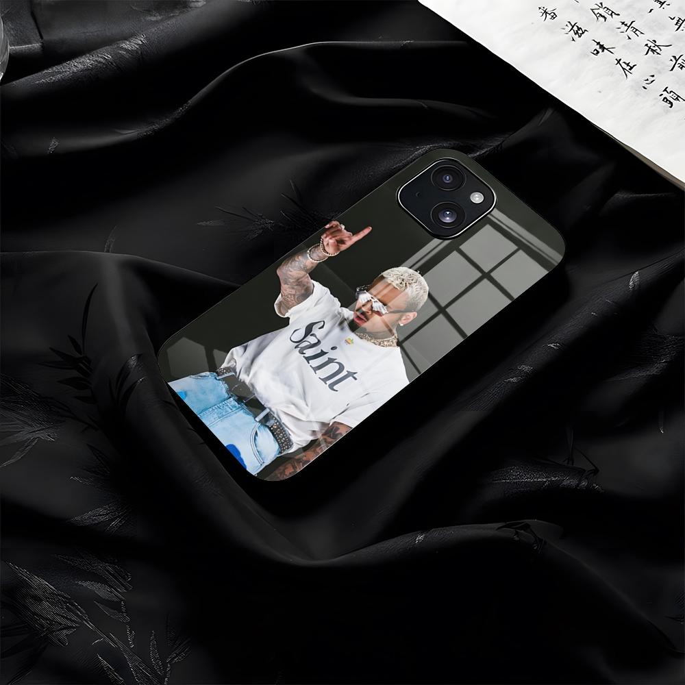 

Singer Chris Brown Phone Case For IPhone 17 Pro Max 16 15 14 Pro Max 13 11 Plus Glass Cover iPhone 14 Pro Max