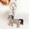 Keychain Pendant Chinese Style Rhinestones Inlaid 3D Chinese Zodiac Horse Design Key Chain Metal Charm Bags Keyring