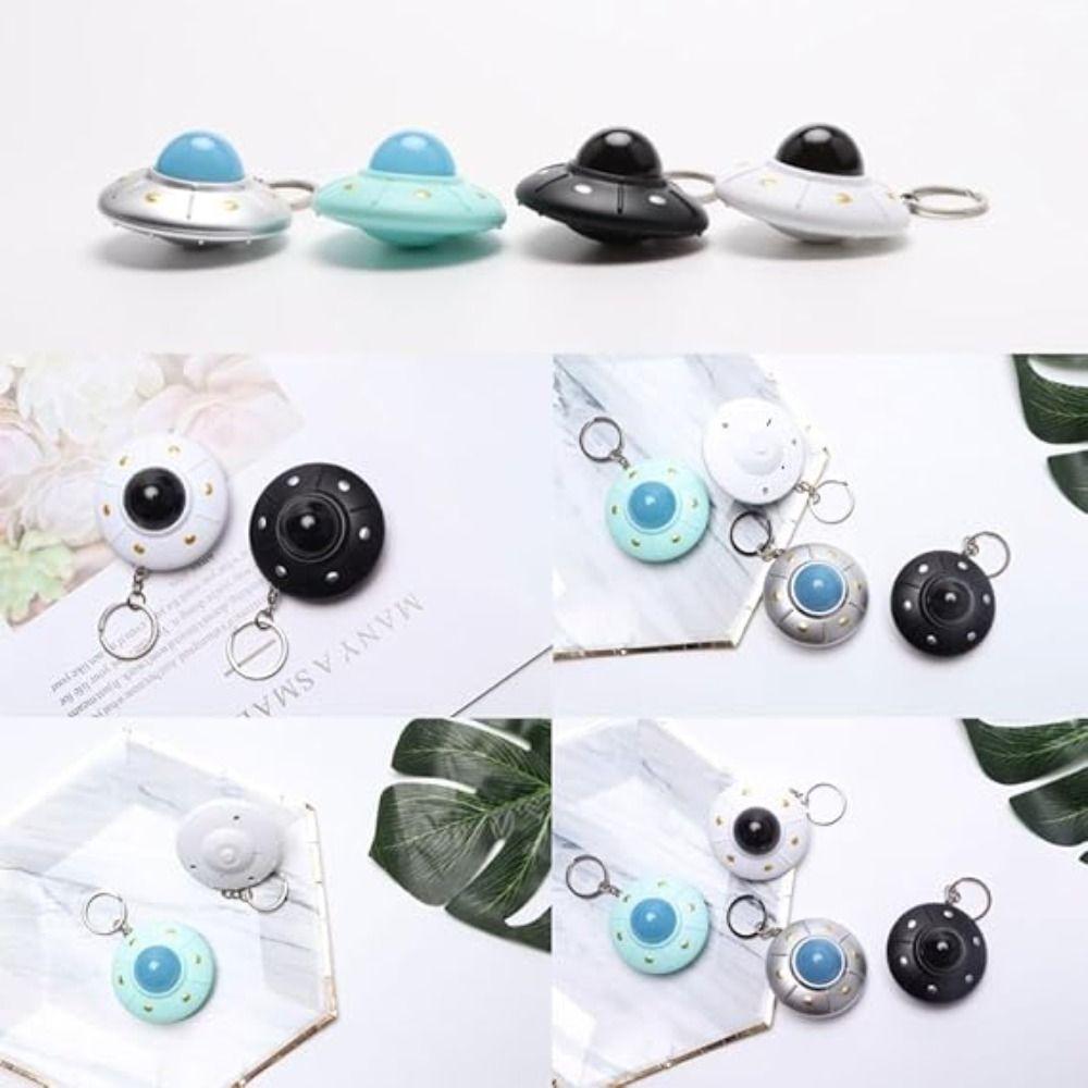 LED Light UFO Keyring Pendant Spaceship Model Keyring Kids Toy Flying Disc Keychain  Small Toy