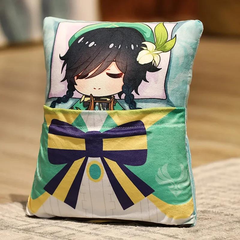 36x27cm Genshin Impact Plush Toy Kawaii throw pillow plush Tiwat Zoo Yae Miko Tartaglia Thoma Ganyu Diluc Plush Pillow Cartoon
