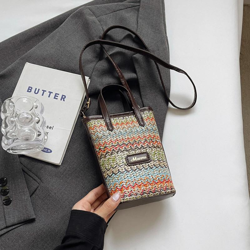 Stylish Minimalist Handbag For Women 2024 Summer New Casual Phone Purse In Orange And Blue