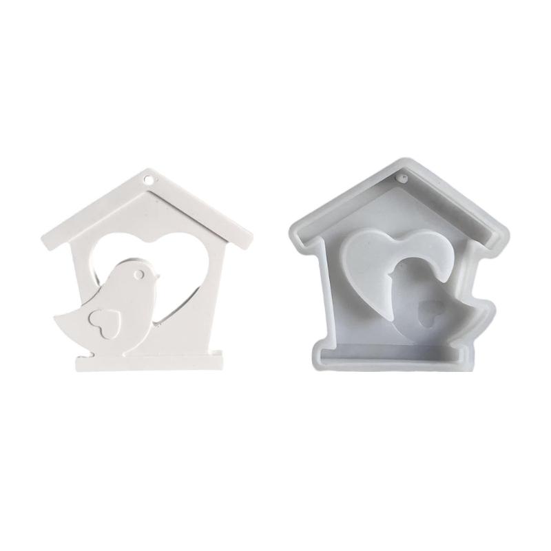 

House Bird Pendant Silicone Mold Handmade Hanging Ornament Casting Mold Expoy Resins Hanging Wall Decors Concrete Mould 1