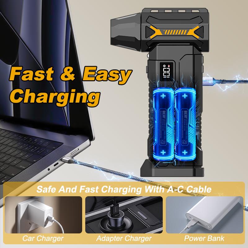 2026 New 580000RPM Powerful Turbo Blower Usb Rechargeable Cordless Vacuum Cleaner Strong Wind Pressure Led Lighting Car/ComputerCleaning