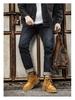 Men's Autumn/Winter Lightweight Breathable British Style High-Top Yellow Pigskin Work Boots